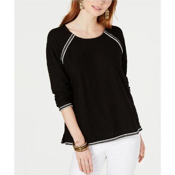 Style & Co Braided-Trim Scoop-Neck Top - Picture 1 of 2